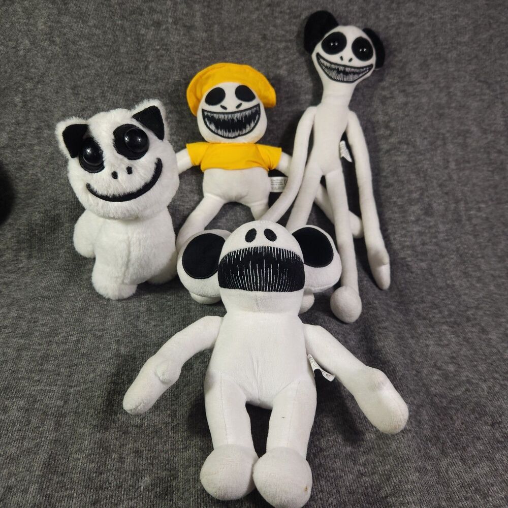 Lot Of 4 Zoonomaly Plush Stuffed Animals Pre-owned Caretaker Smile Cat Monkey